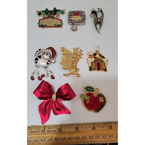 Lot of Christmas 8 pc.VTG AJC Danecraft AJMC NR broosh Wallaci Silversmiths pe - Picture 6 of 12